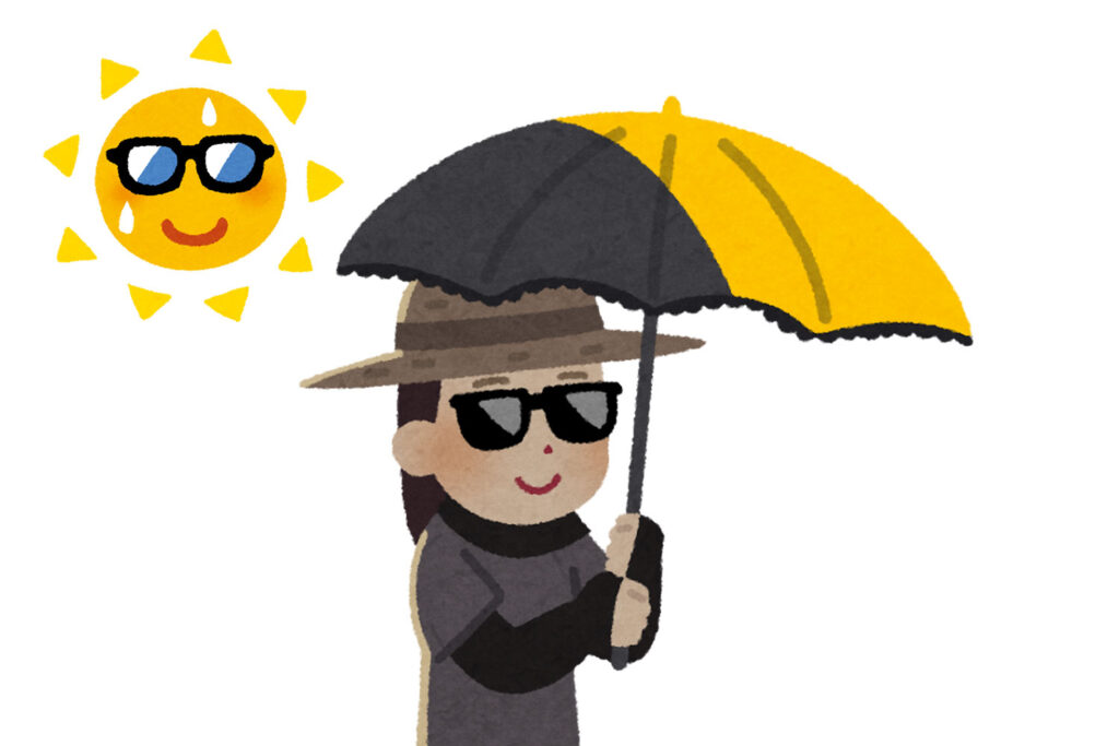 全身黒で覆うのは熱中症になるかも！？